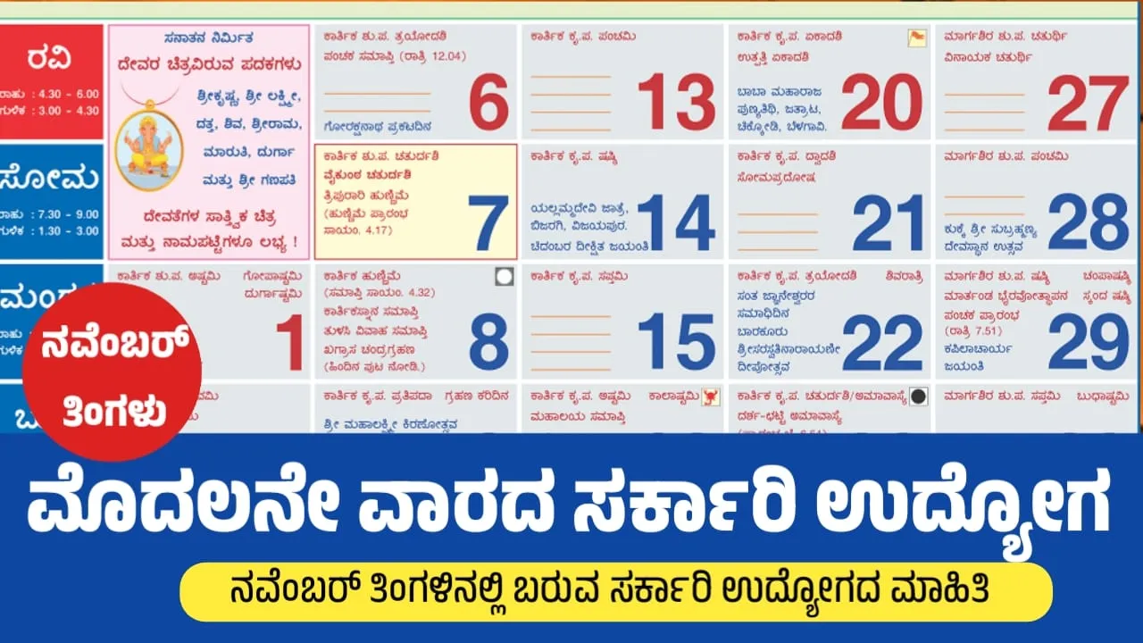 ನವೆಂಬರ್ ಮೊದಲನೇ ವಾರದಲ್ಲಿ ಲಭ್ಯವಿರುವ ಸರ್ಕಾರಿ ಉದ್ಯೋಗ ಮಾಹಿತಿ | Government Jobs 2024